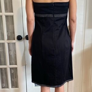 Sporty casual RUTH BRAND Black Strapless COTTON Dress RIBBON TRIM